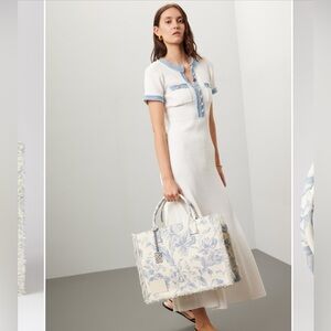 Sandro Kasbah Floral Blue and White Tote Bag